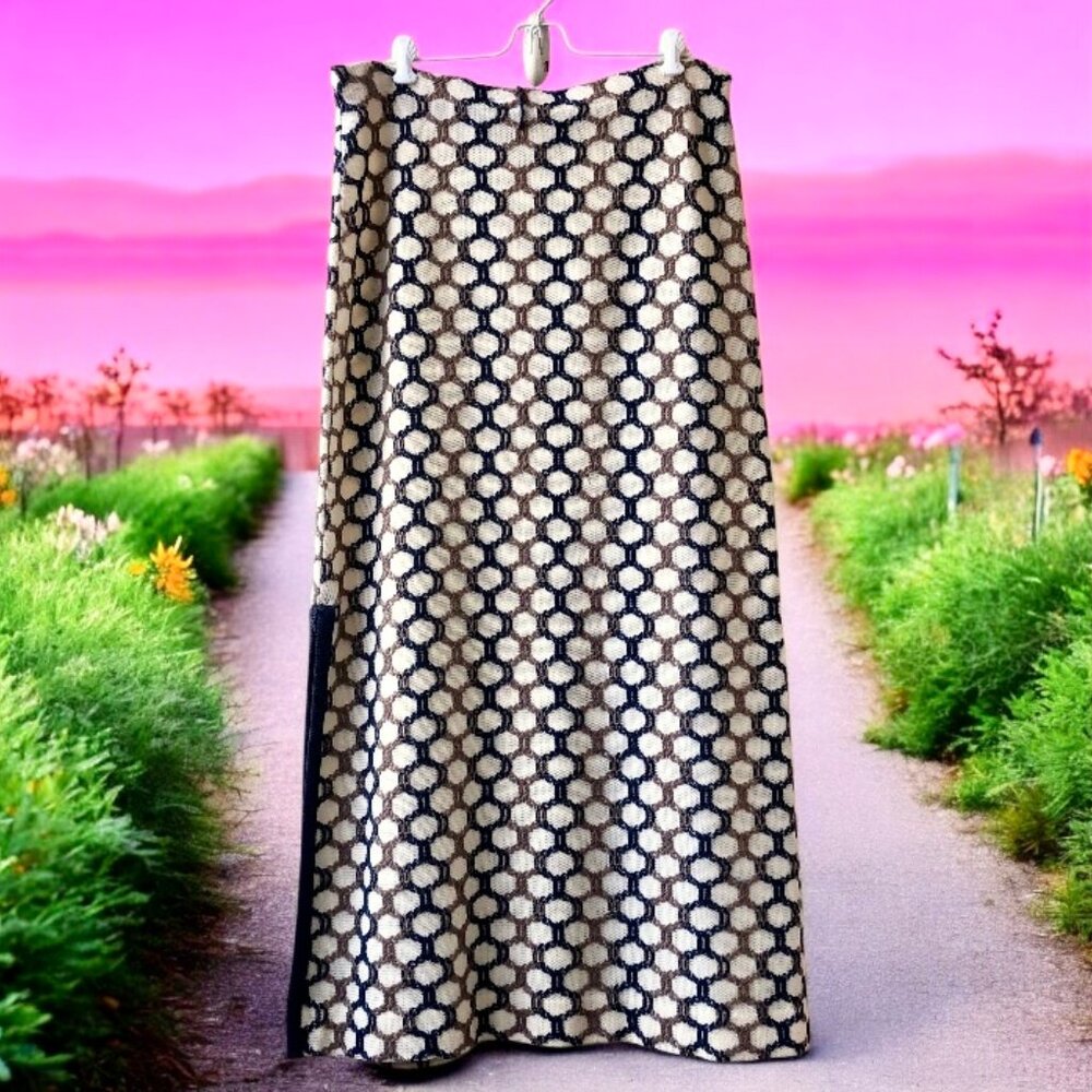 Dalton Vintage 70's Maxi Skirt 100% Wool Deep Side Slit